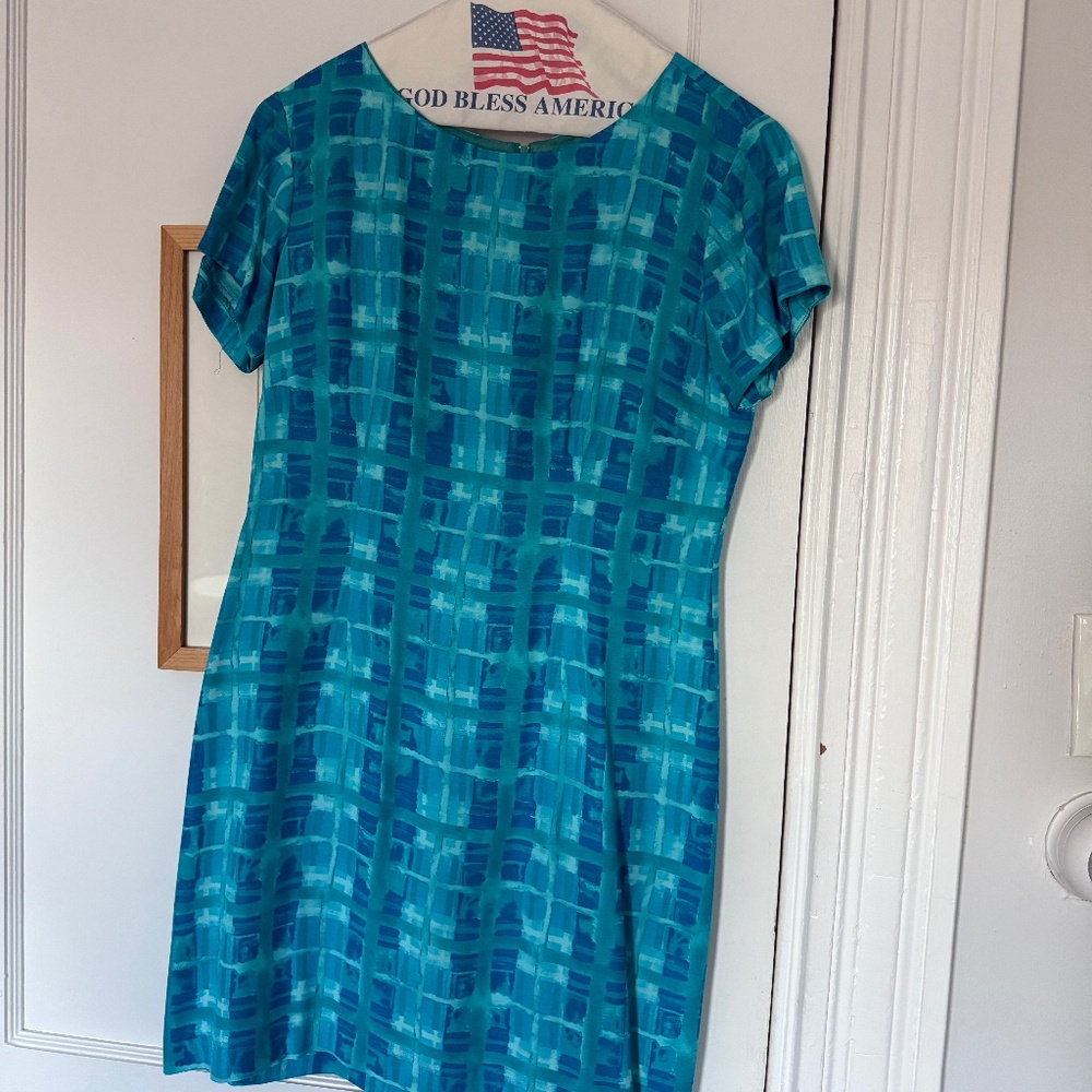 VINTAGE Women's Rabbit Rabbit Rabbit Designs Dress - Turquoise - Size 8P - Picture 5 of 5